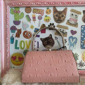 Bijoux Terner Pink Mini Handbag with silver toned hardware.  crown closure snap